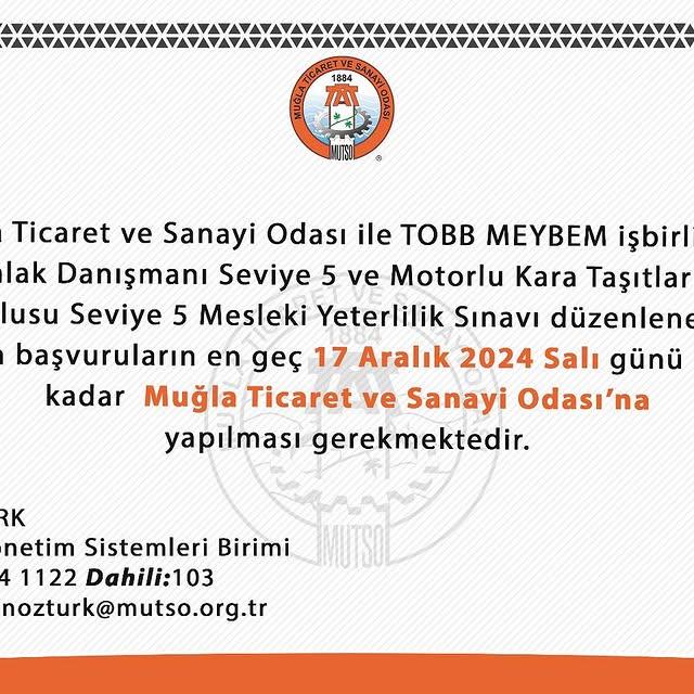 MUTSO ve TOBB MEYBEM İş Birliğiyle Mesleki Yeterlilik Sınavı Düzenleniyor