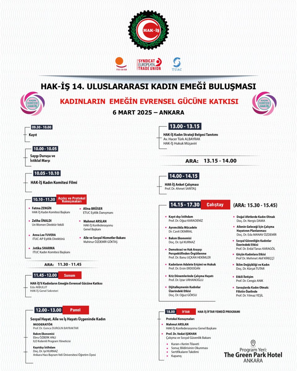 Hak İşçi Sendikaları Konfederasyonu, 14. Uluslararası Kadın Emeği Buluşması'nı Düzenliyor
